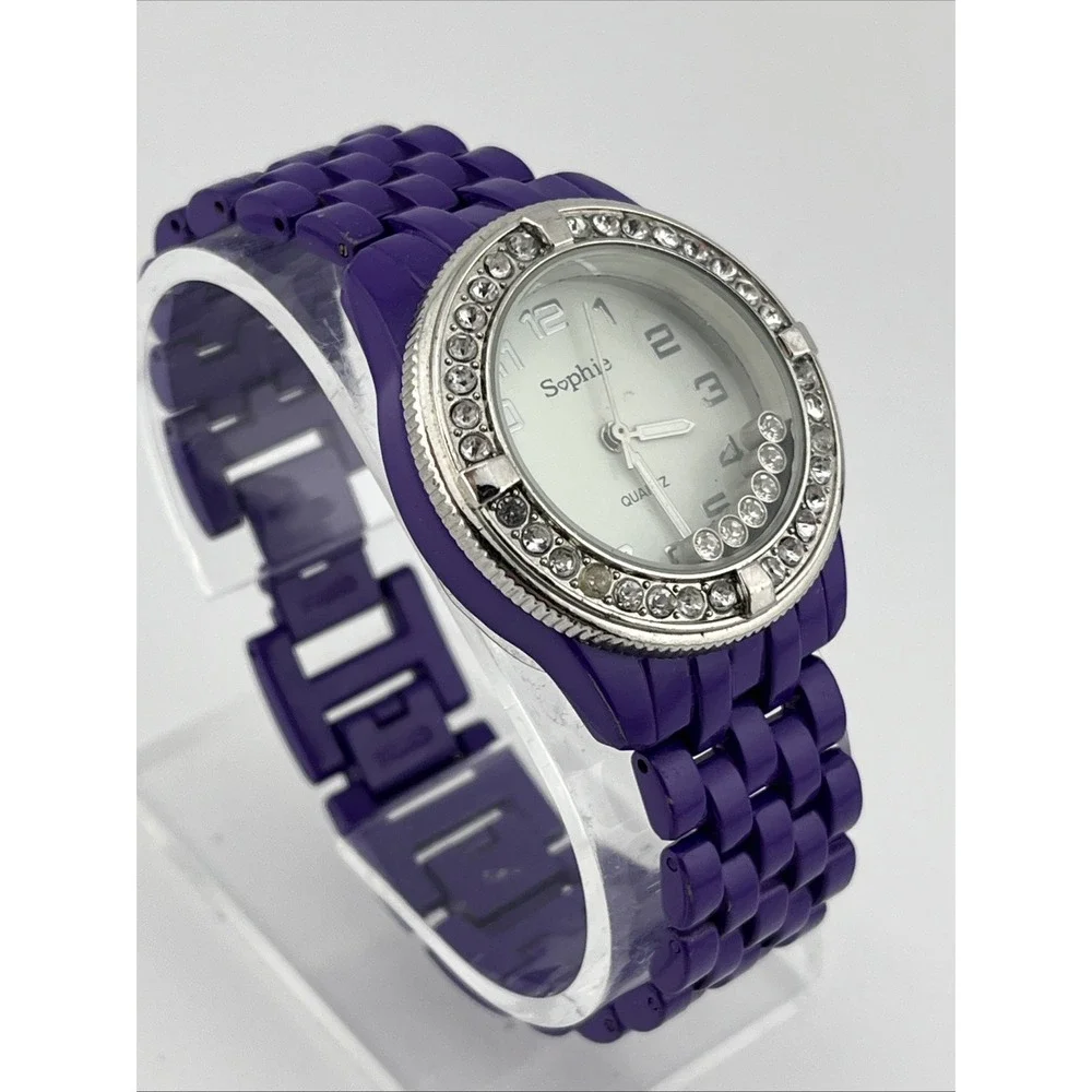 Sophie Watch Women 35mm Case Floating‎ Crystals Purple 7.25